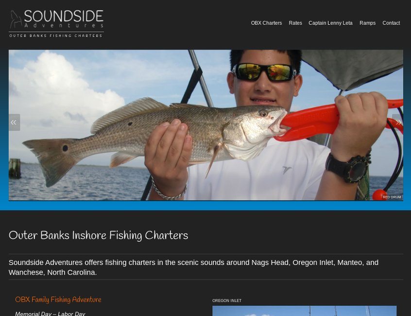 home page of Soundside Adventures